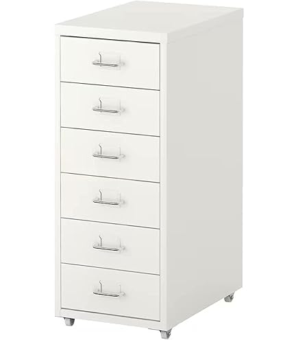 Ikea Alloy Steel HELMER White 40176101 Drawer Unit with Casters